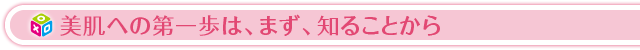 美肌への第一歩は、まず、知ることから